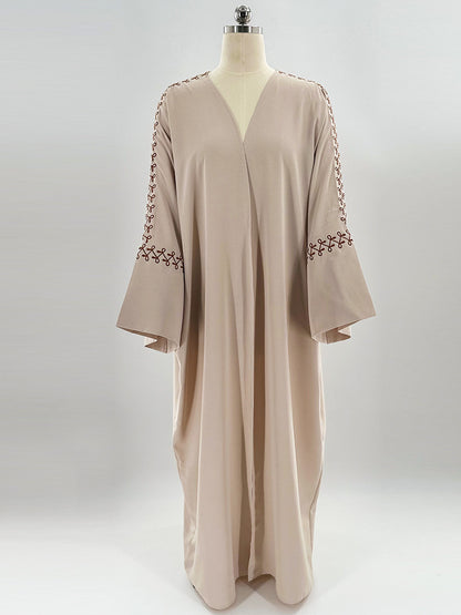 Embroidered Batwing Sleeves Elegant Robe