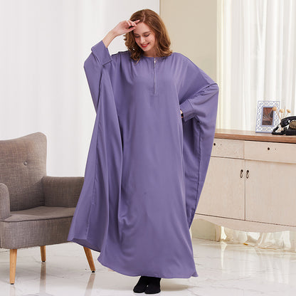 Women's Solid Color Bat-sleeved Abaya Dress