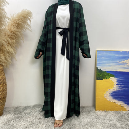 Modest Slim Plaid Robe