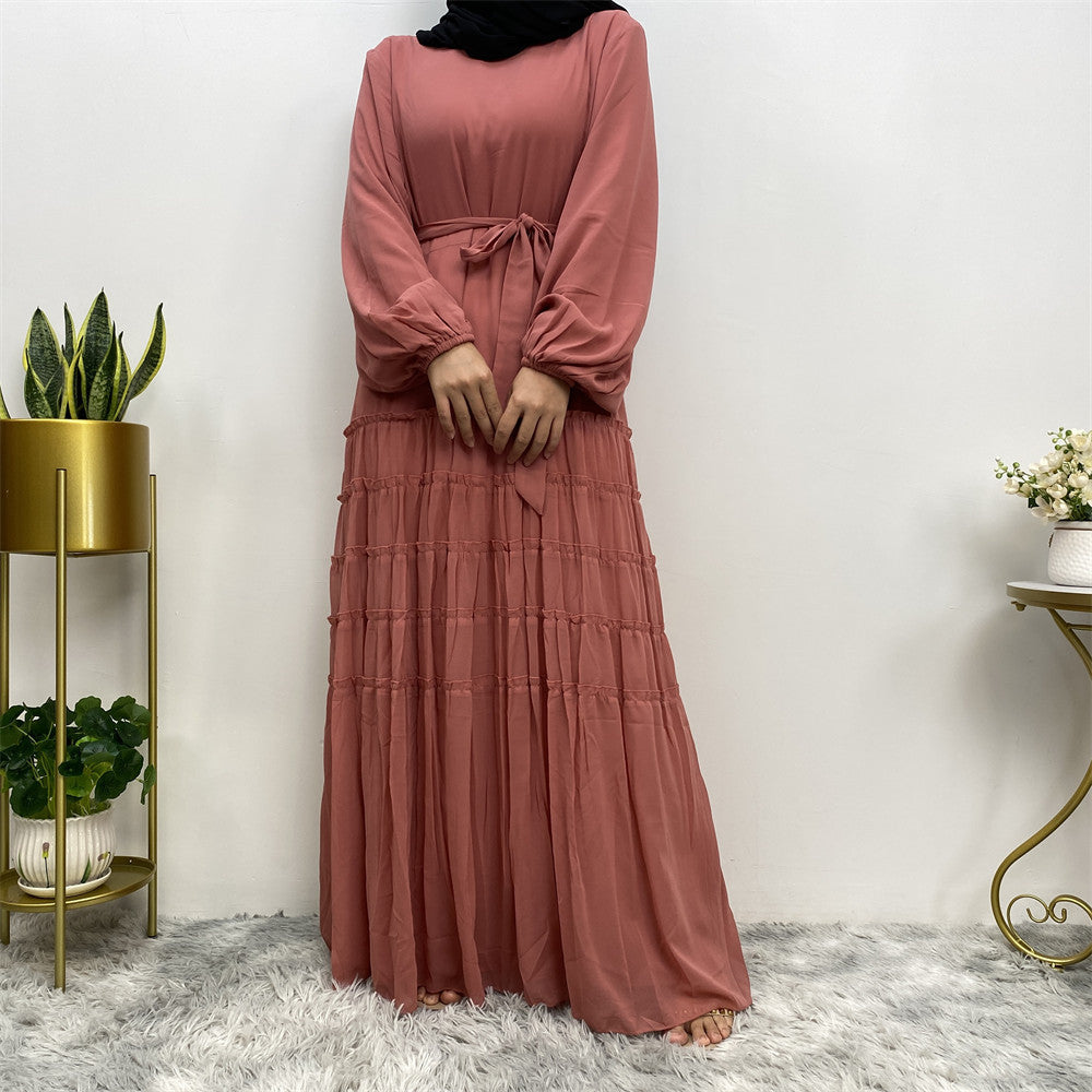 Plain Large Hem Loose Abaya Dress