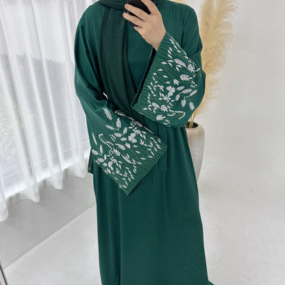 Dubai Leaf Embroidery Elegant Dress