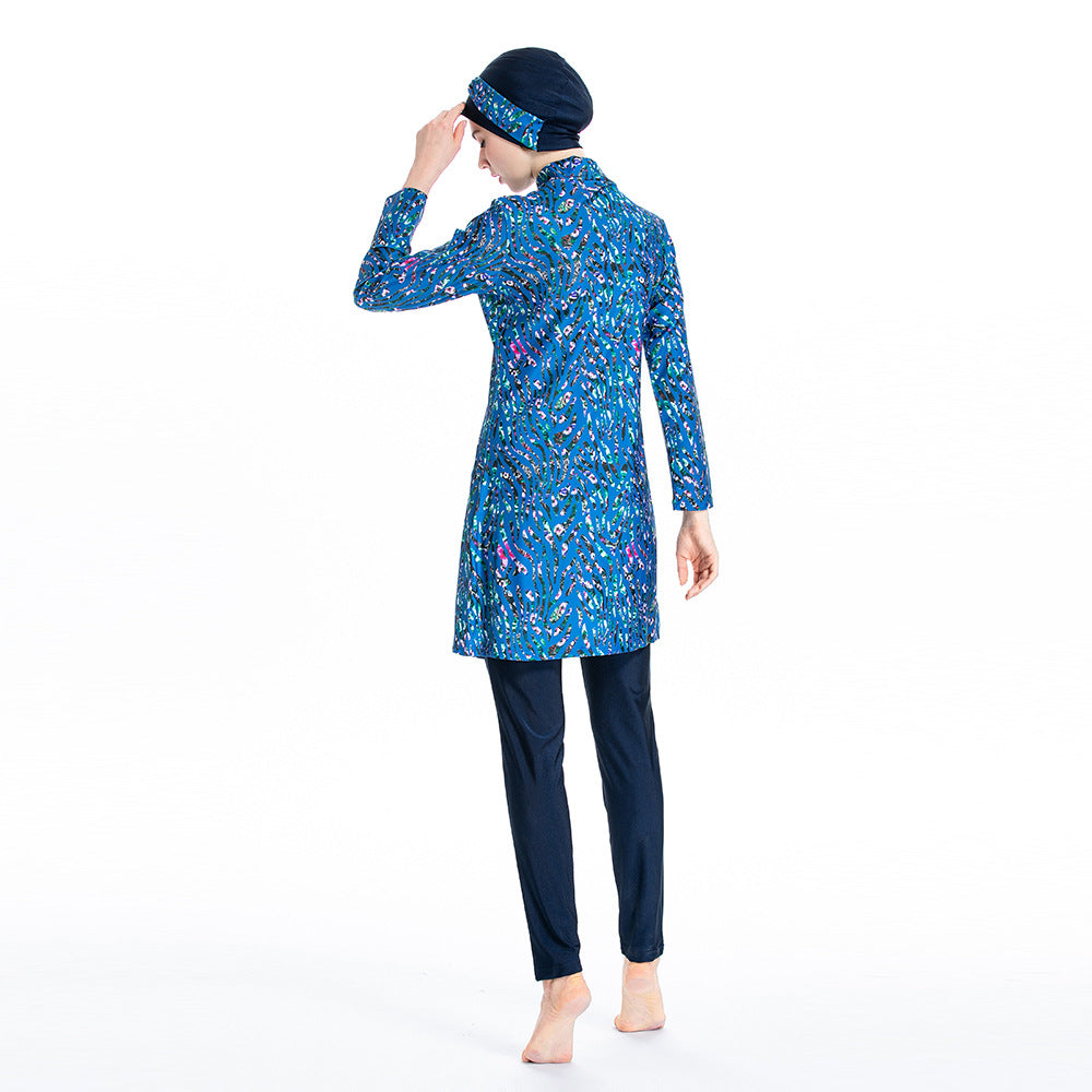 Women's Printed Three-piece Swimsuit Burkini