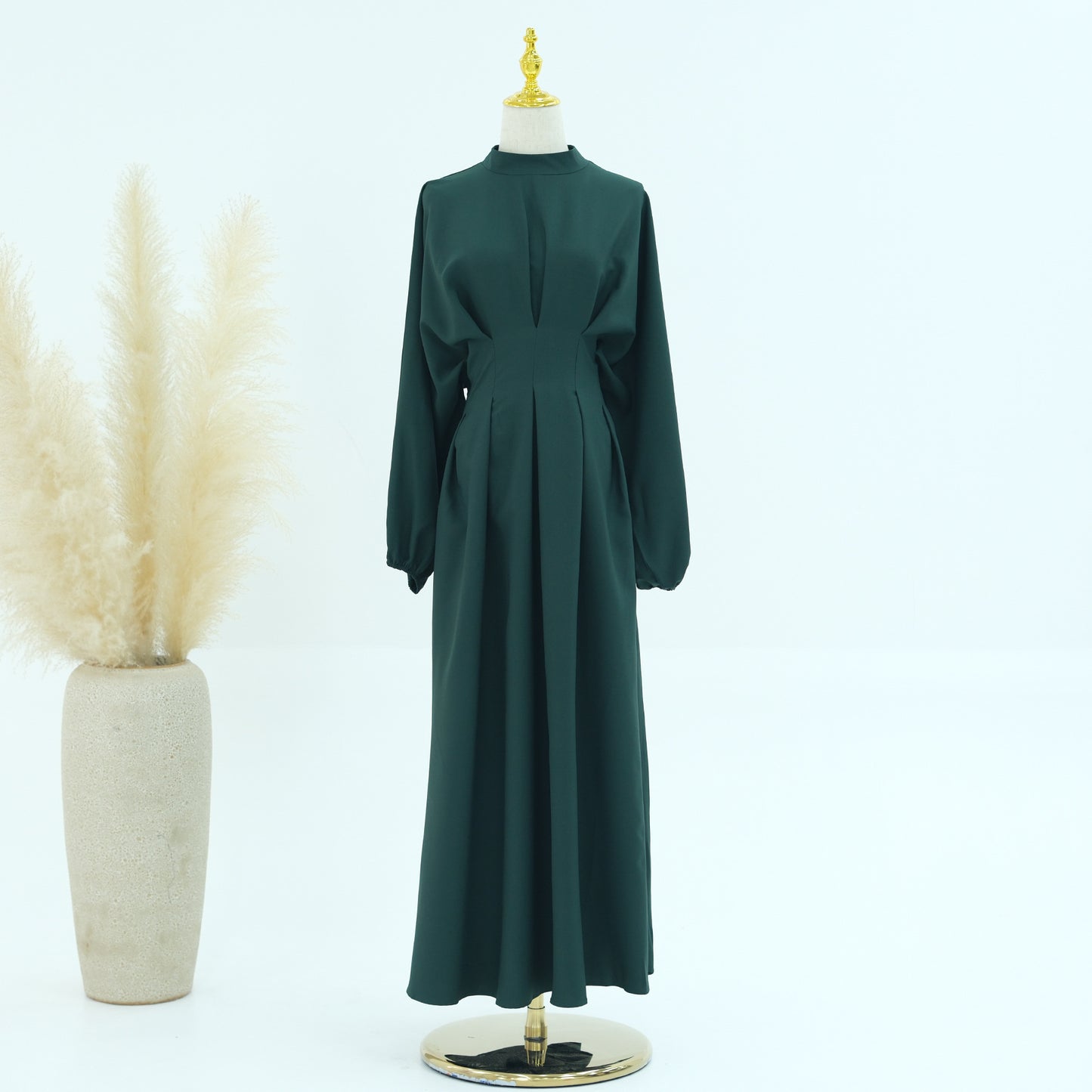 Women's Solid Color Tunic Sleeve Abaya Dress