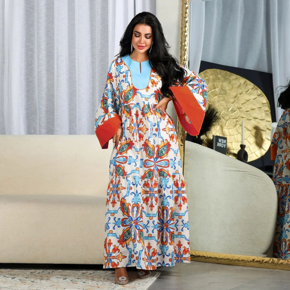 Women's Printed Long-sleeved Dress