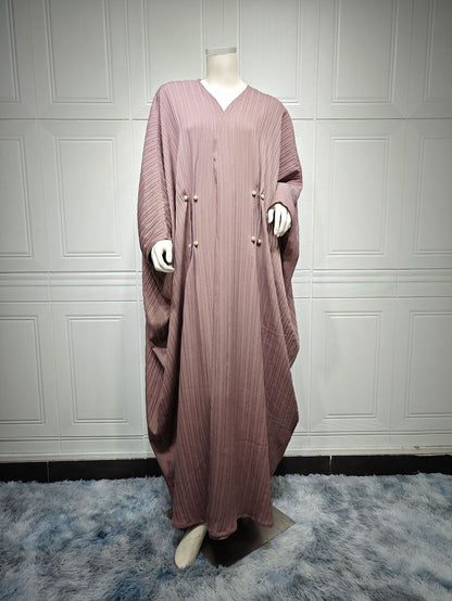 Women's Striped Casual Robe Open Abaya