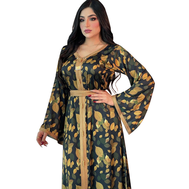 Women's Print Long Belt Dress