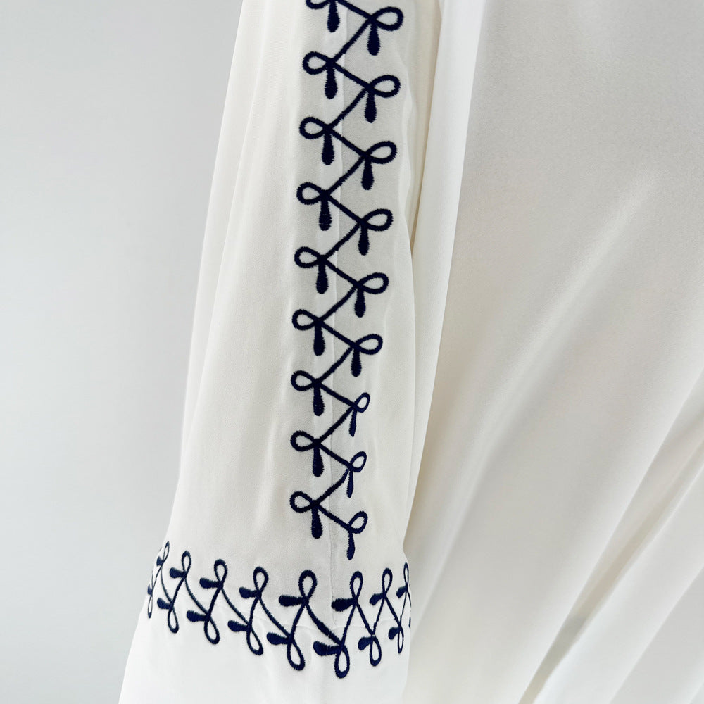 Embroidered Batwing Sleeves Elegant Robe