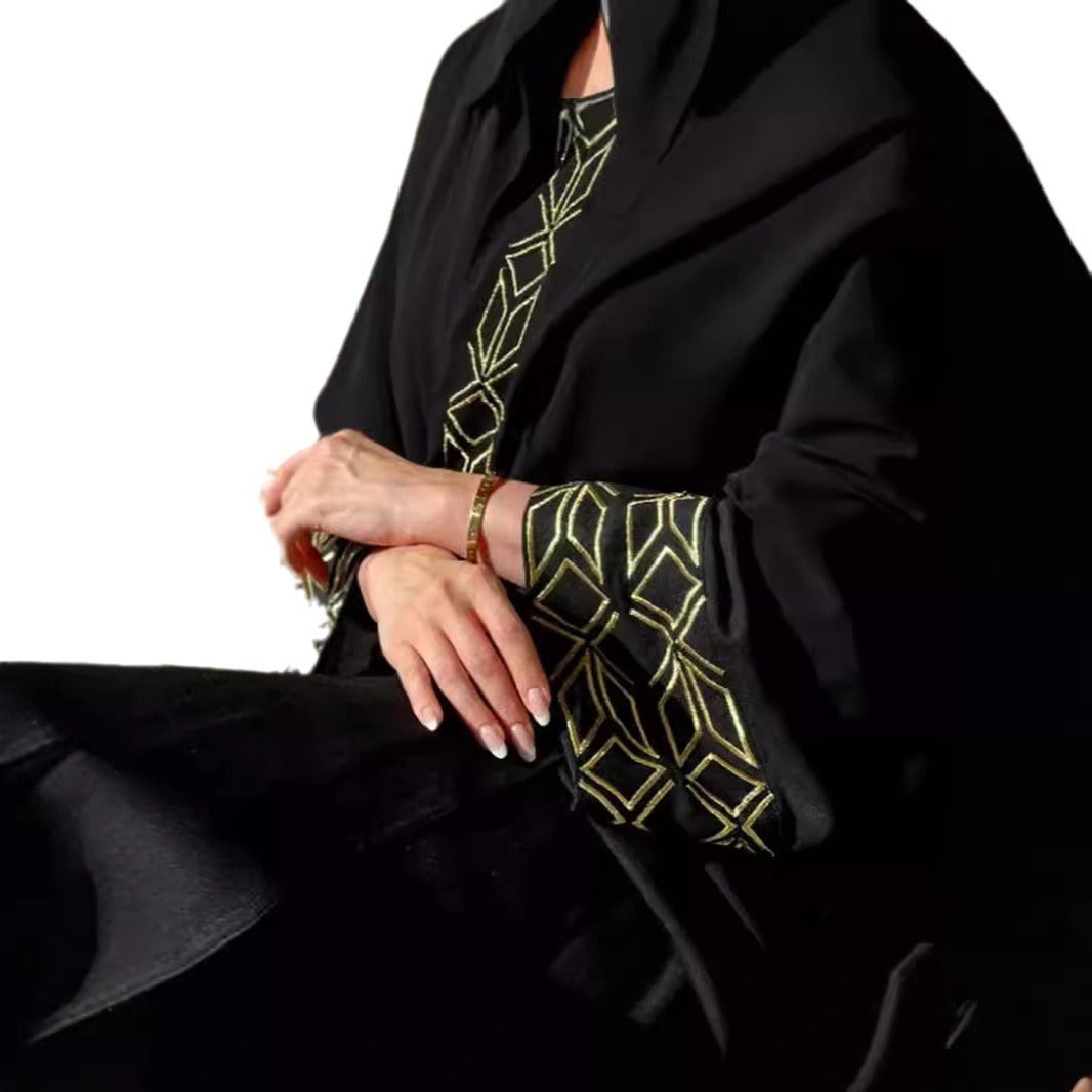 Women's Embroidery Black Robe