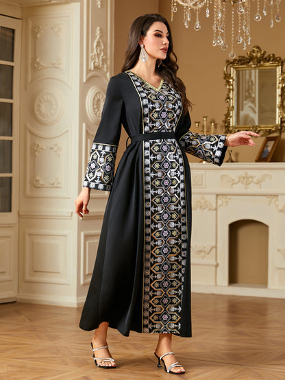 Bead Embroidery Panels Long-sleeved Dress