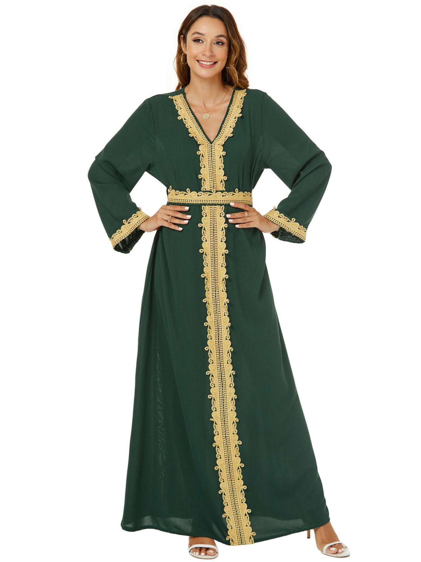 Women's V-neck Jalabiya Party Dress