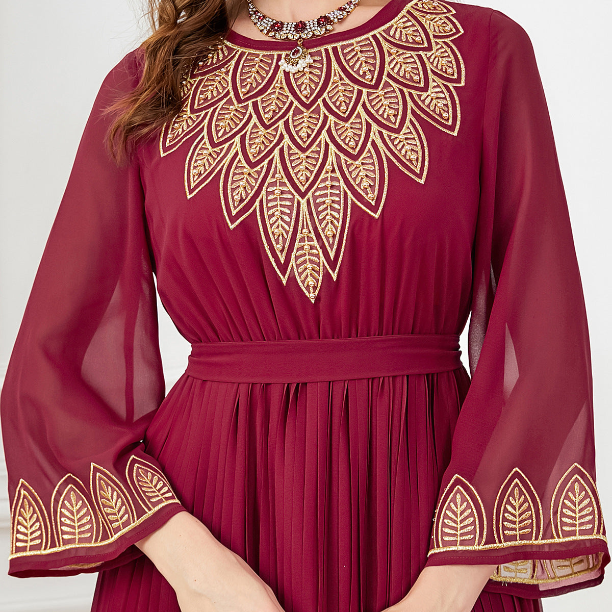 Women's Pressed Embroidered Beaded Dress