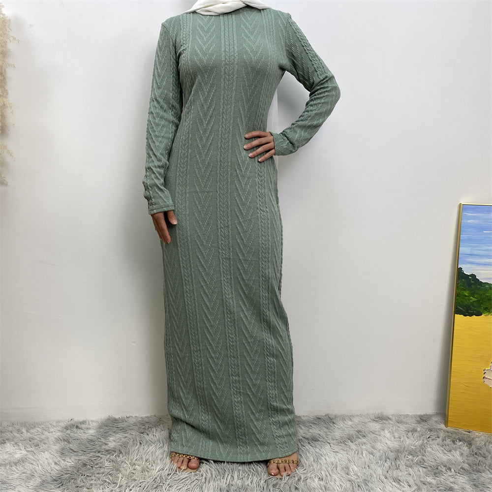 Solid Color Long-sleeved Sweater Base Dress