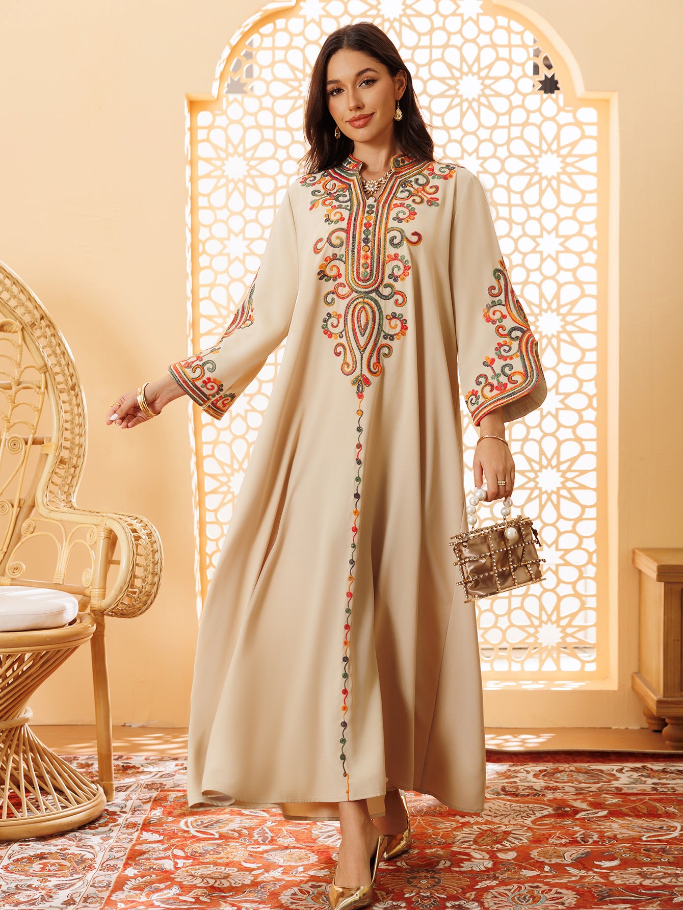 Women's Rope Embroidery Arabian Dress