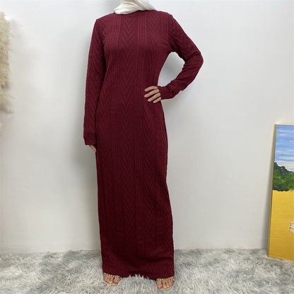 Solid Color Long-sleeved Sweater Base Dress