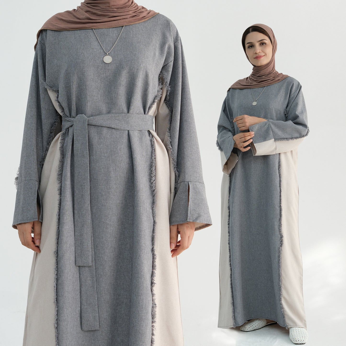 Stylish Petite Open Front Abaya Robe