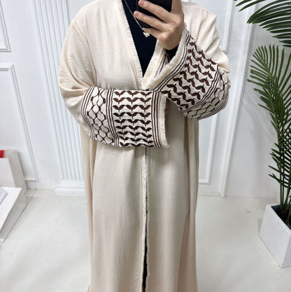 Women's Embroidered Fringed Muslim Robe