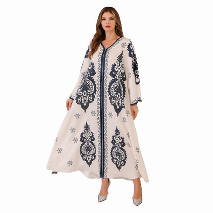 Women's Hot Diamond V-neck Robe Dress