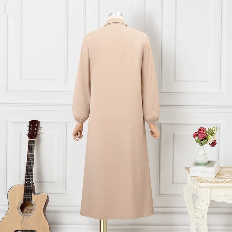 Women's Lapels Solid Color Loose Robe