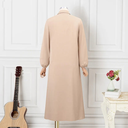 Women's Lapels Solid Color Loose Robe