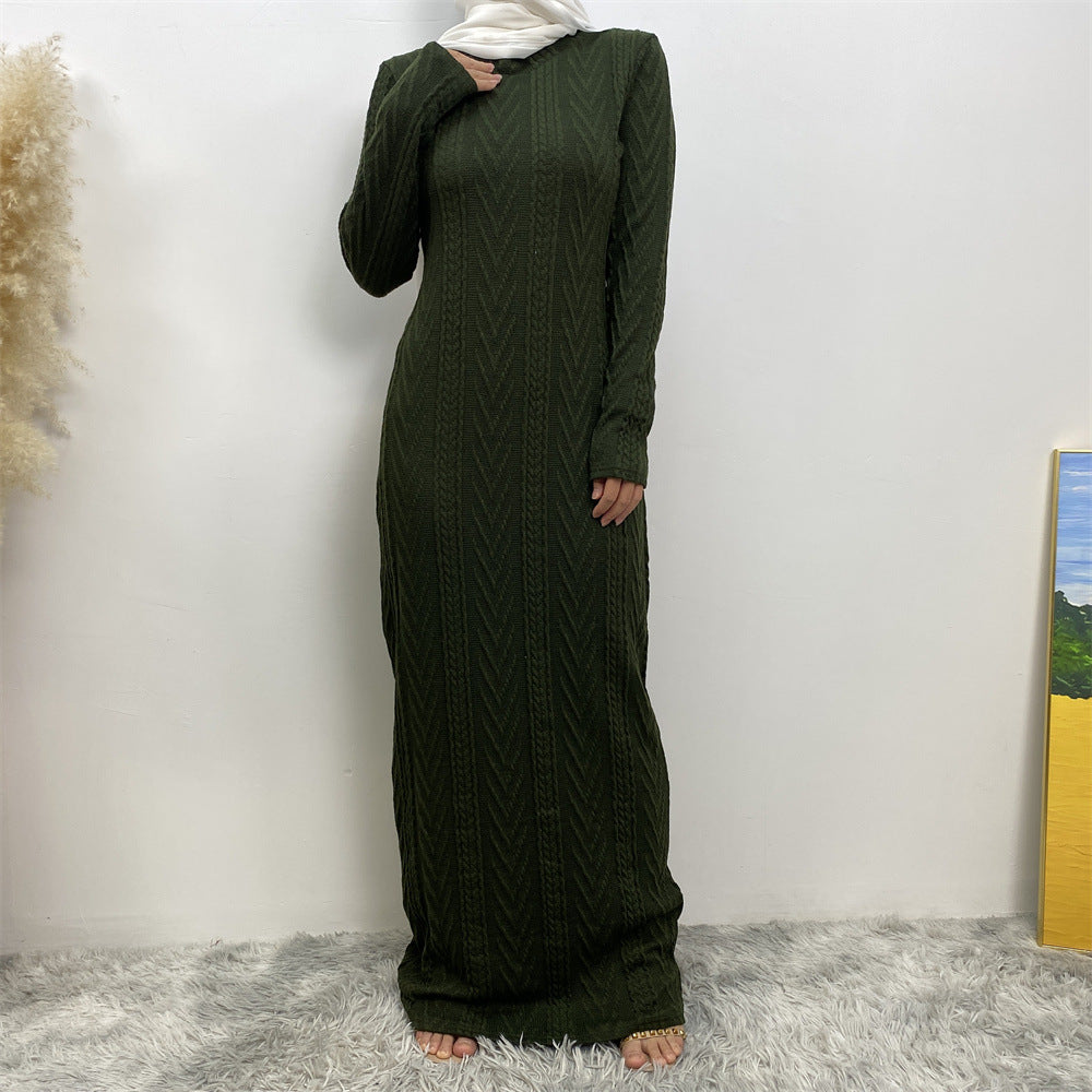 Solid Color Long-sleeved Sweater Base Dress