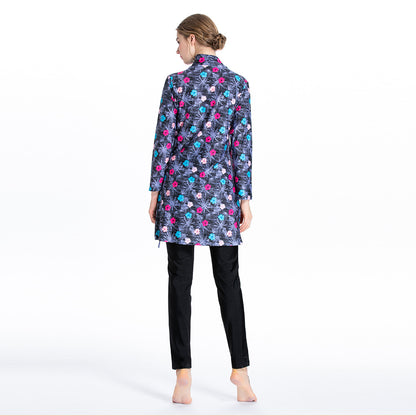 Women's Printed Three-piece Swimsuit Burkini