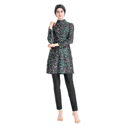 Women's Printed Three-piece Swimsuit Burkini