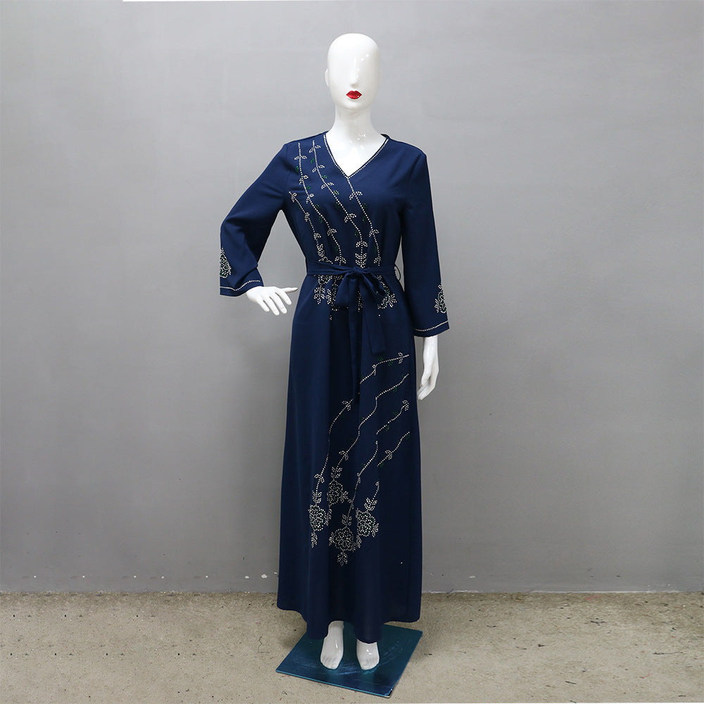 Women's Rhinestone Big Gown Jalabiya Dress