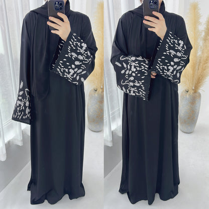 Dubai Leaf Embroidery Elegant Dress