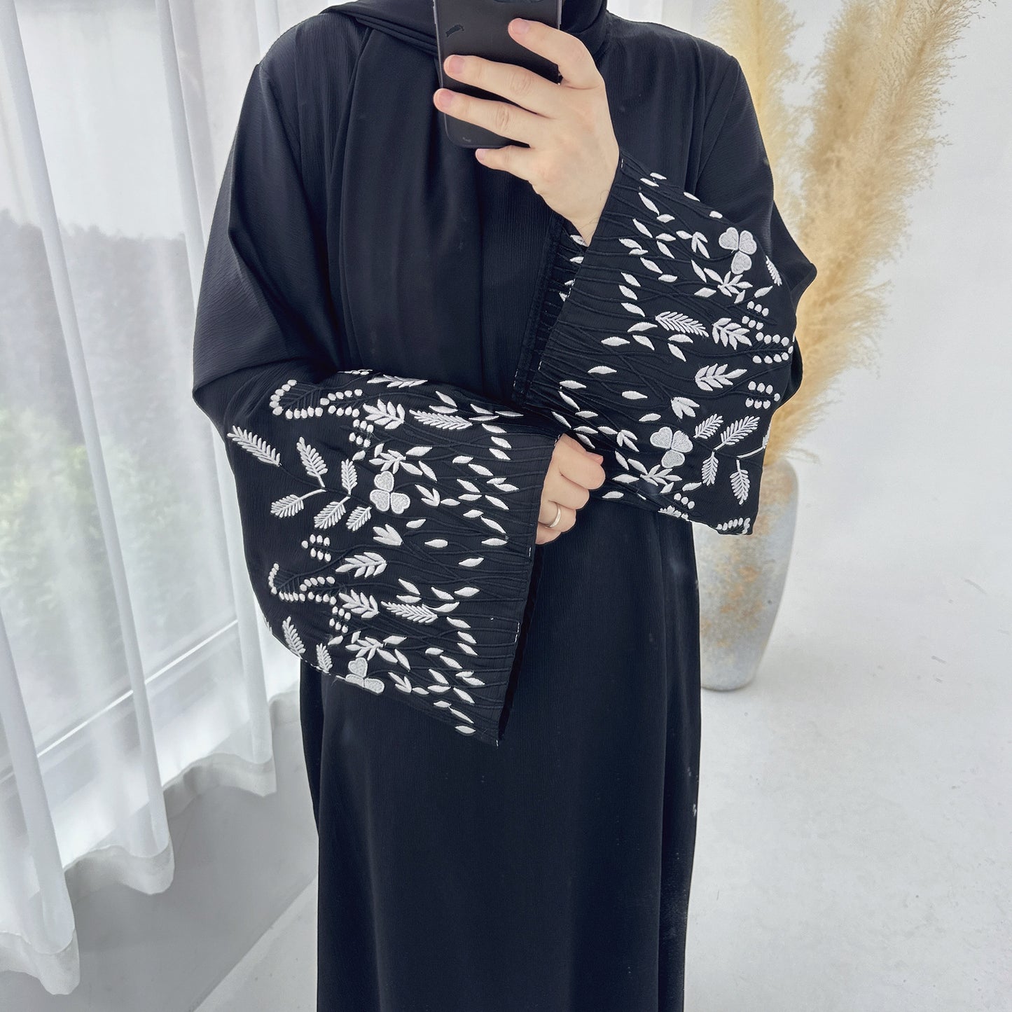 Dubai Leaf Embroidery Elegant Dress