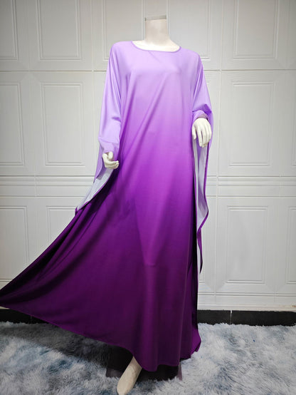 Modest Soft Forged Bat-sleeved Dress