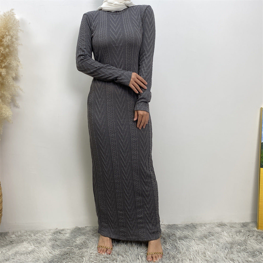 Solid Color Long-sleeved Sweater Base Dress