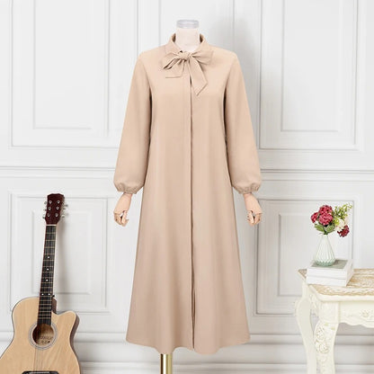 Women's Lapels Solid Color Loose Robe