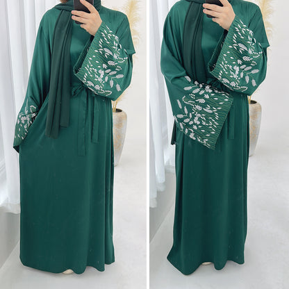 Dubai Leaf Embroidery Elegant Dress