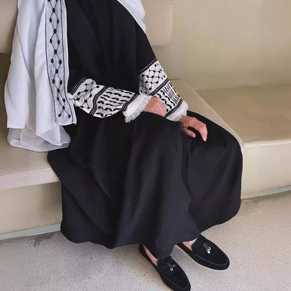 Women's Embroidered Fringed Muslim Robe