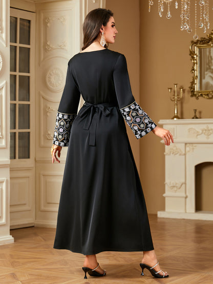 Bead Embroidery Panels Long-sleeved Dress