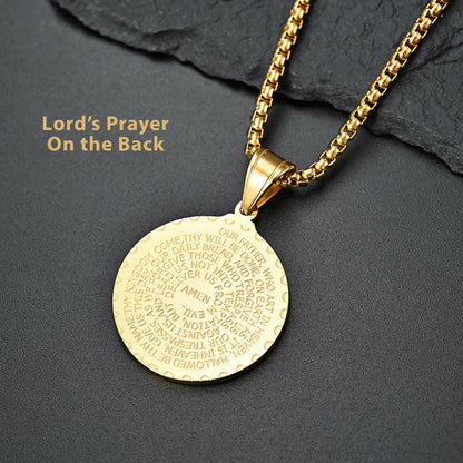 Stainless Steel Pendant Prayer Hand Medallion Necklace