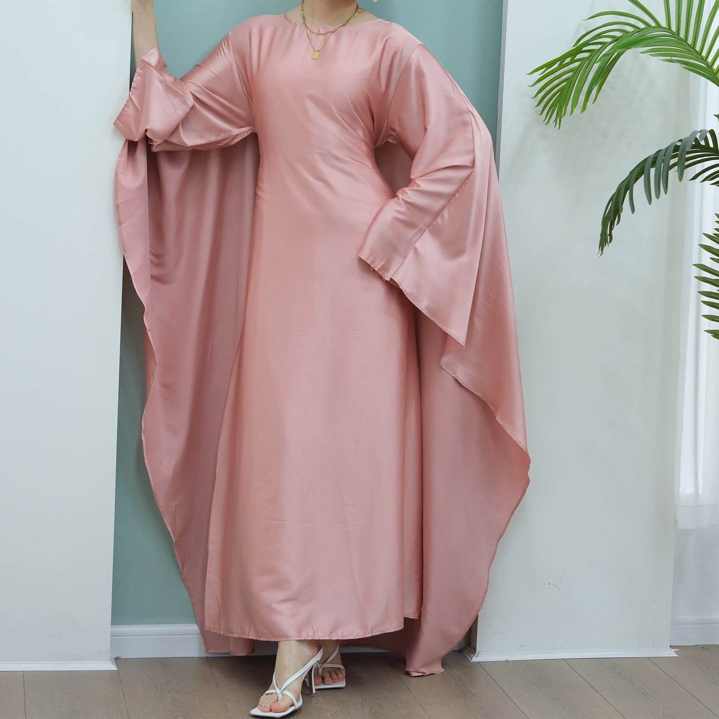 Women's Stretch Satin Modest Dress