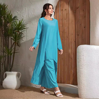 Arabian Loose Casual Straight Leg Pants Two Piece Set