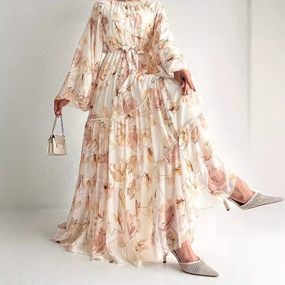 Women's Chiffon Floral Print Maxi Dress