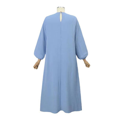 Women's Puff Sleeve Solid Color Casual Dress