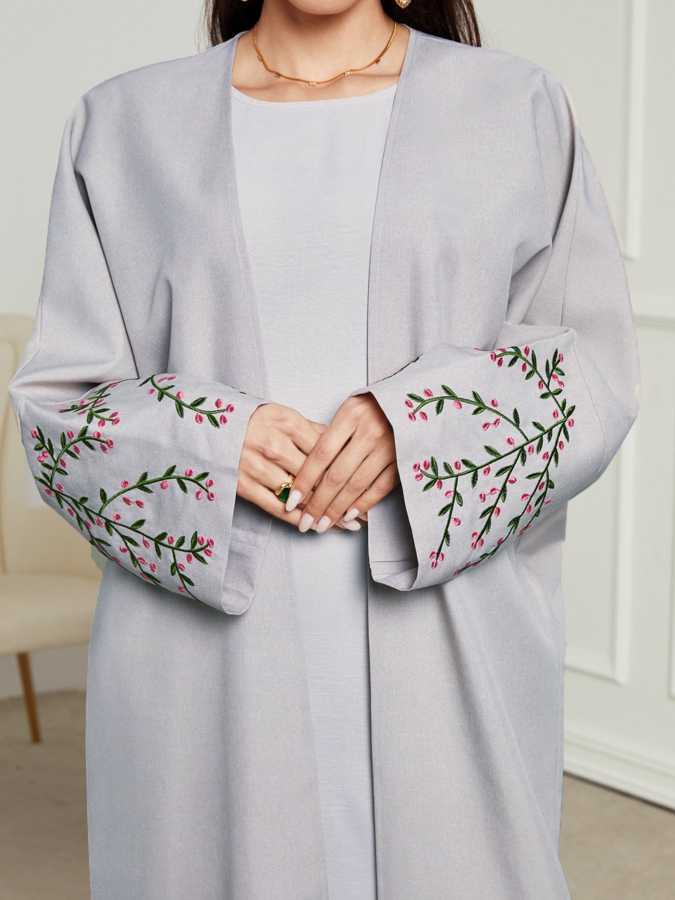 Women's Cardigan Embroidered Robe Dress