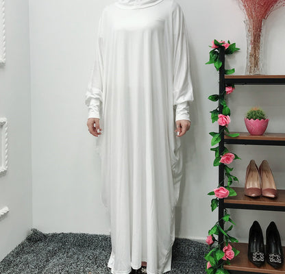 Plain Batwing Sleeve Abaya Dress