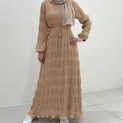 Plain Long Skirt Chiffon Pressed Pleated Dress