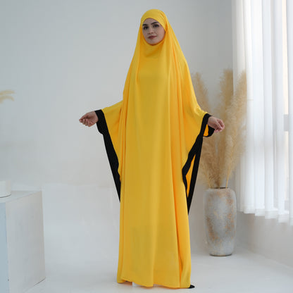 Women's Color-block Trimmed Modest Hijab Dress