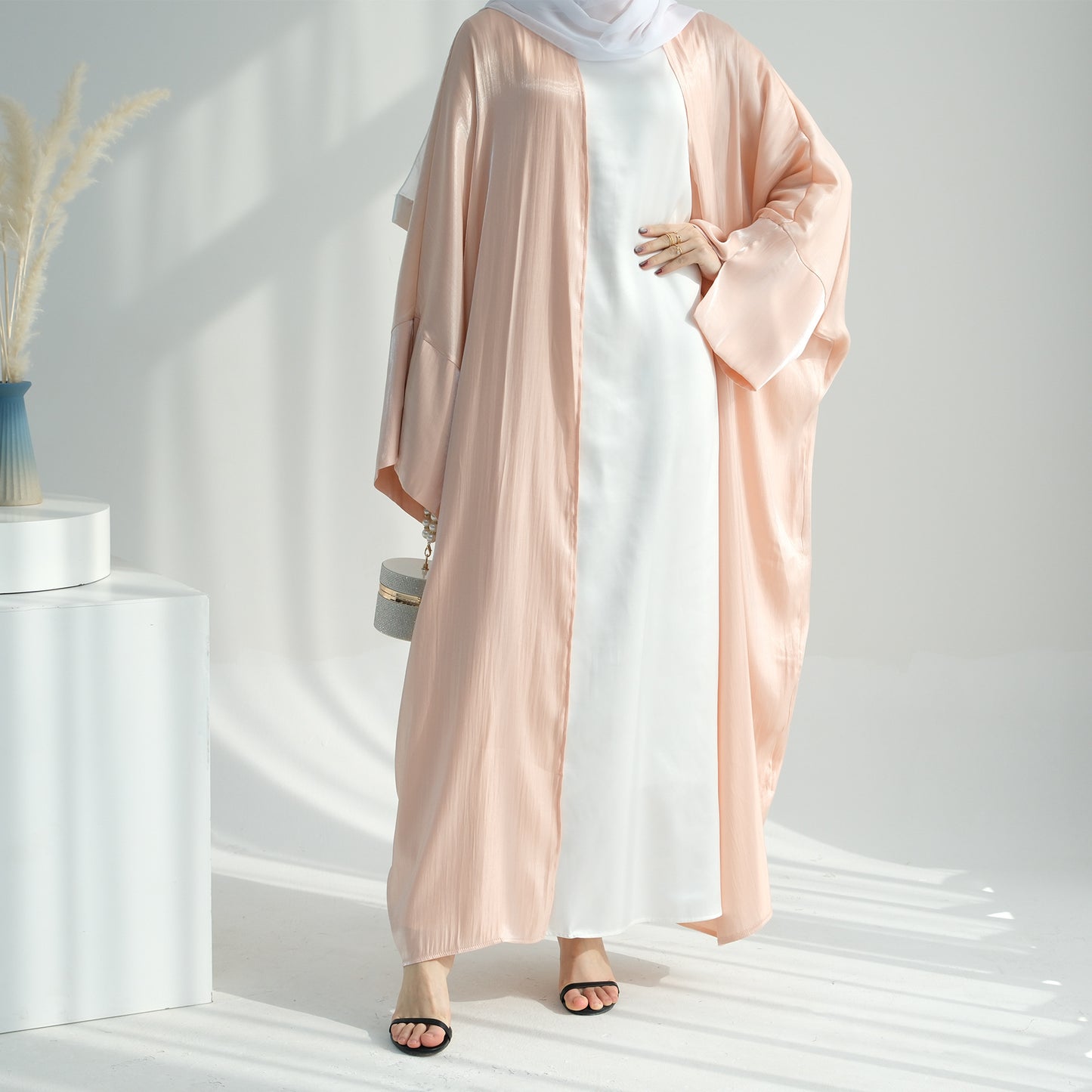 Solid Color Glitter Fabric Elegant Robe