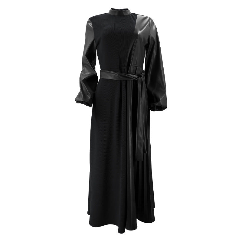 Women's Solid Pleated Maxi Panelled Dress