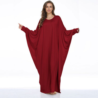 Round Neck Batwing Sleeve Dress