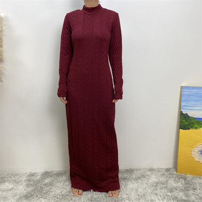 Solid Color Long-sleeved Sweater Base Dress