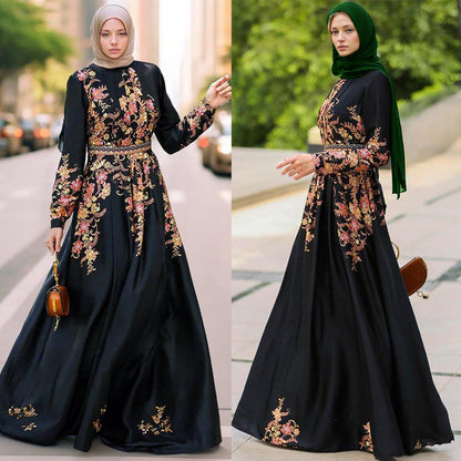 Women's Gown Floral Black Party Dress