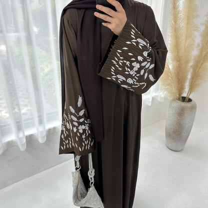 Dubai Leaf Embroidery Elegant Dress